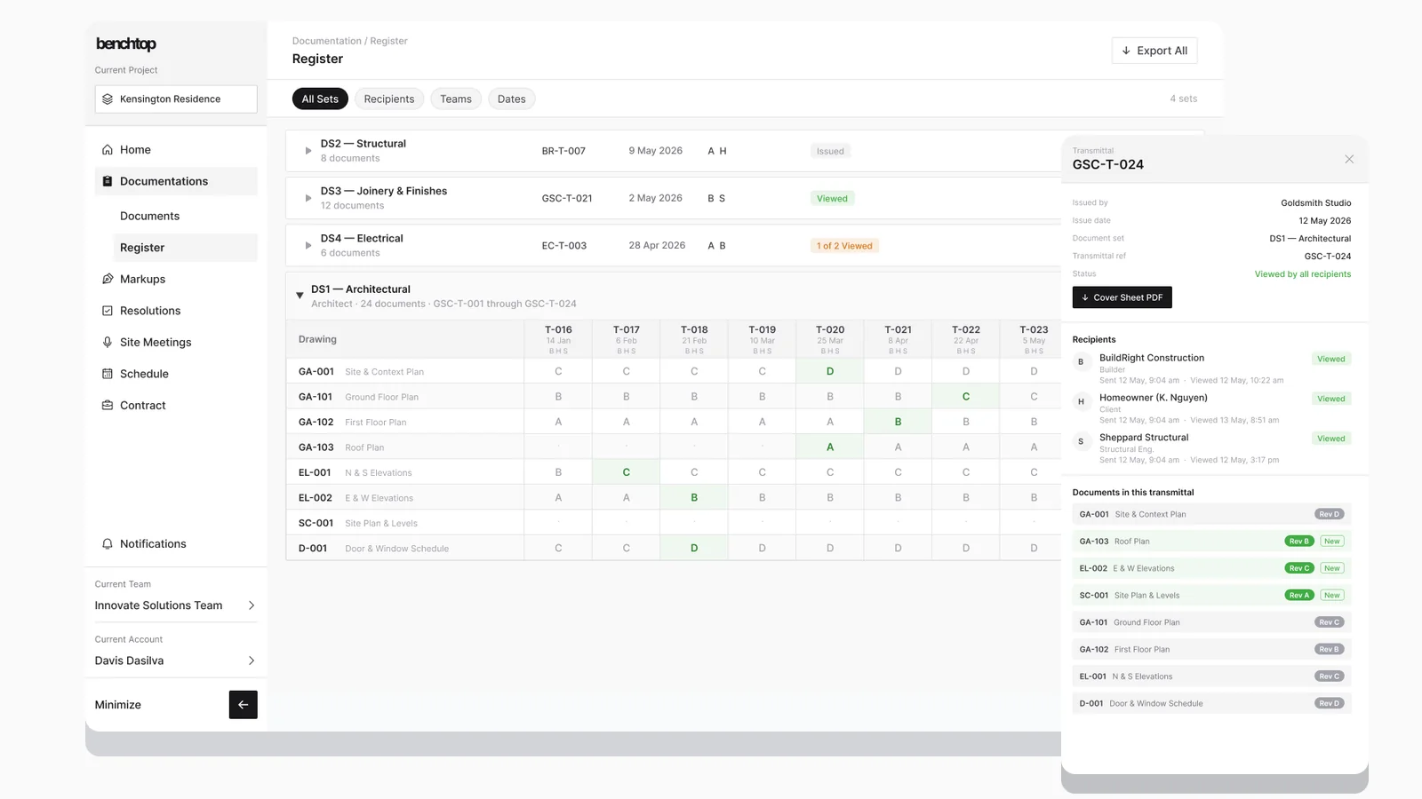 Benchtop — Construction Document Platform